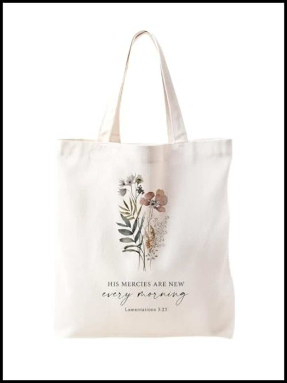 Canvas Tote Bag Inspirational Bible Verse Floral Reusable Shoulder Bag